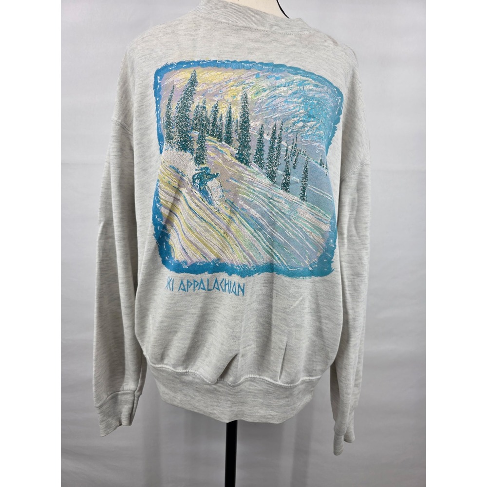 Vintage Ski Appalachian Graphic Sweatshirt Gray Heather Medium Retro Skier Top